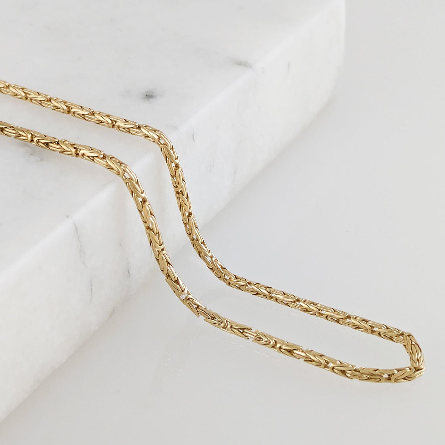 Timeless Gold Byzantine Chain Necklace, 18k Gold Over Sterling Silver, Available in 18in, 24in, 30in with 2in Extender
