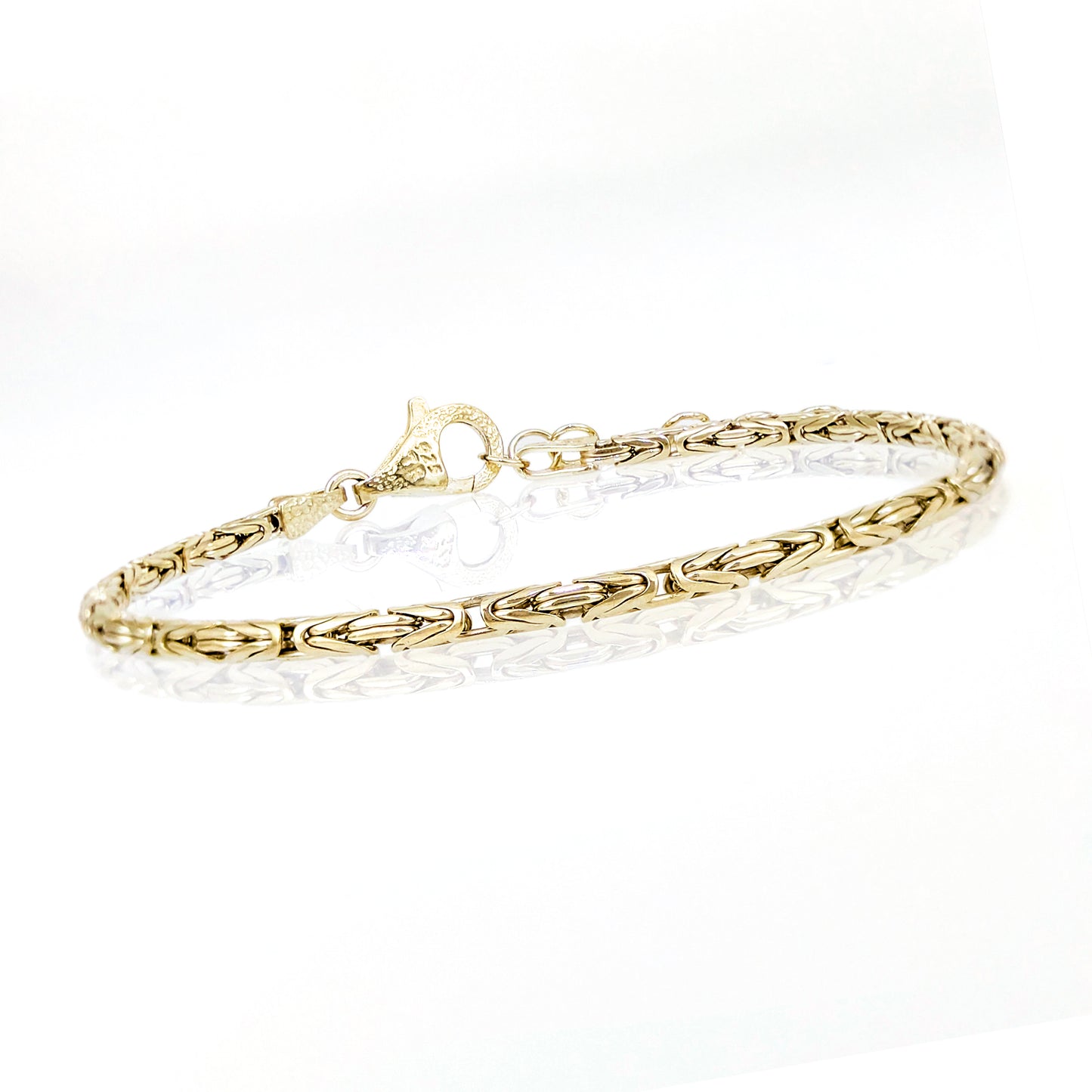 Byzantine Chain Bracelet with Adjustable Fit - Fine Gauge– Gold over Sterling Silver