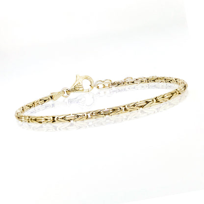 Byzantine Chain Bracelet with Adjustable Fit - Fine Gauge– Gold over Sterling Silver