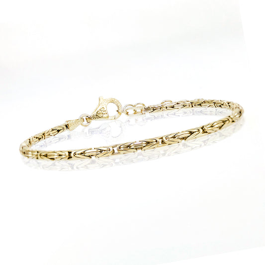 Byzantine Chain Bracelet with Adjustable Fit - Fine Gauge– Gold over Sterling Silver