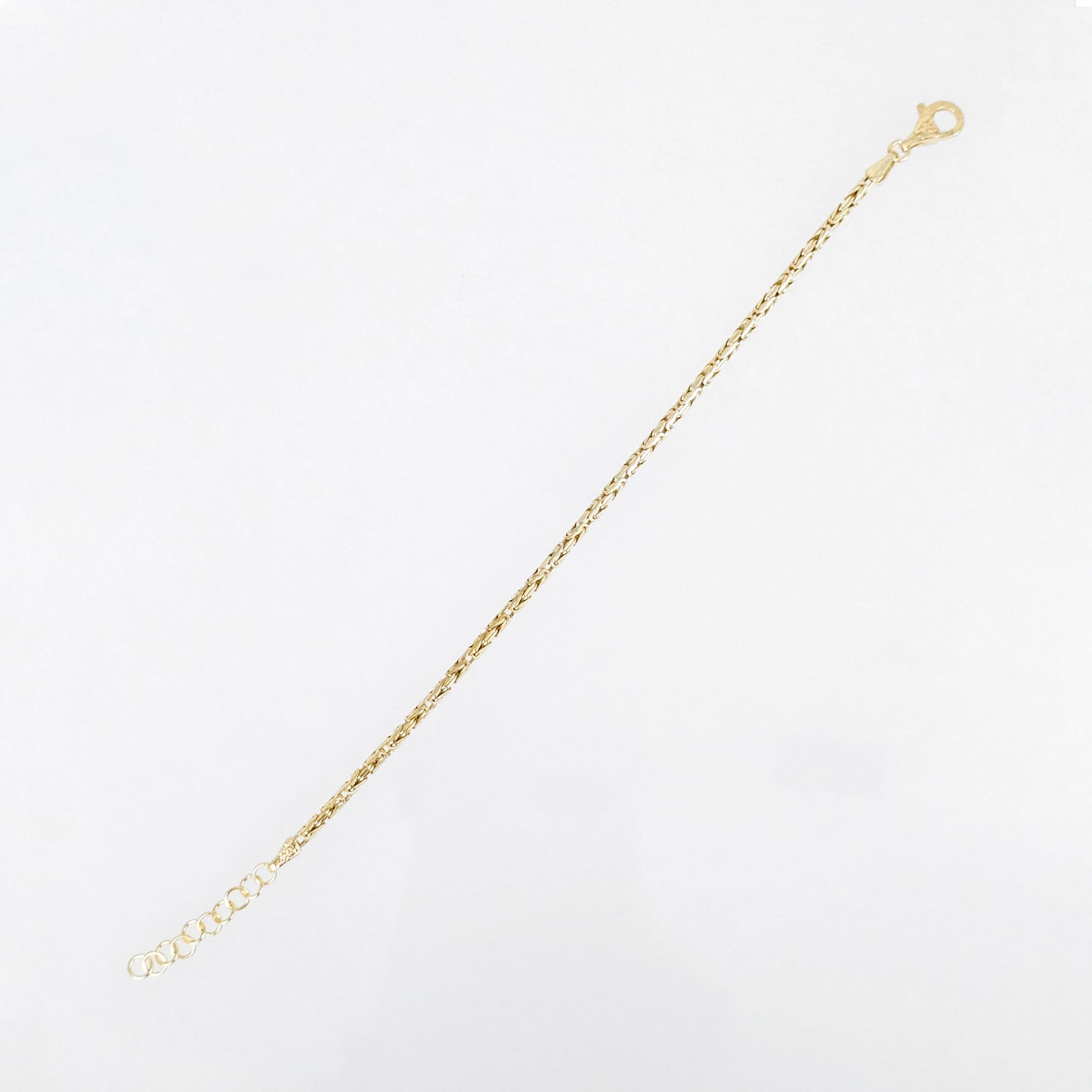 Byzantine Chain Bracelet with Adjustable Fit - Fine Gauge– Gold over Sterling Silver