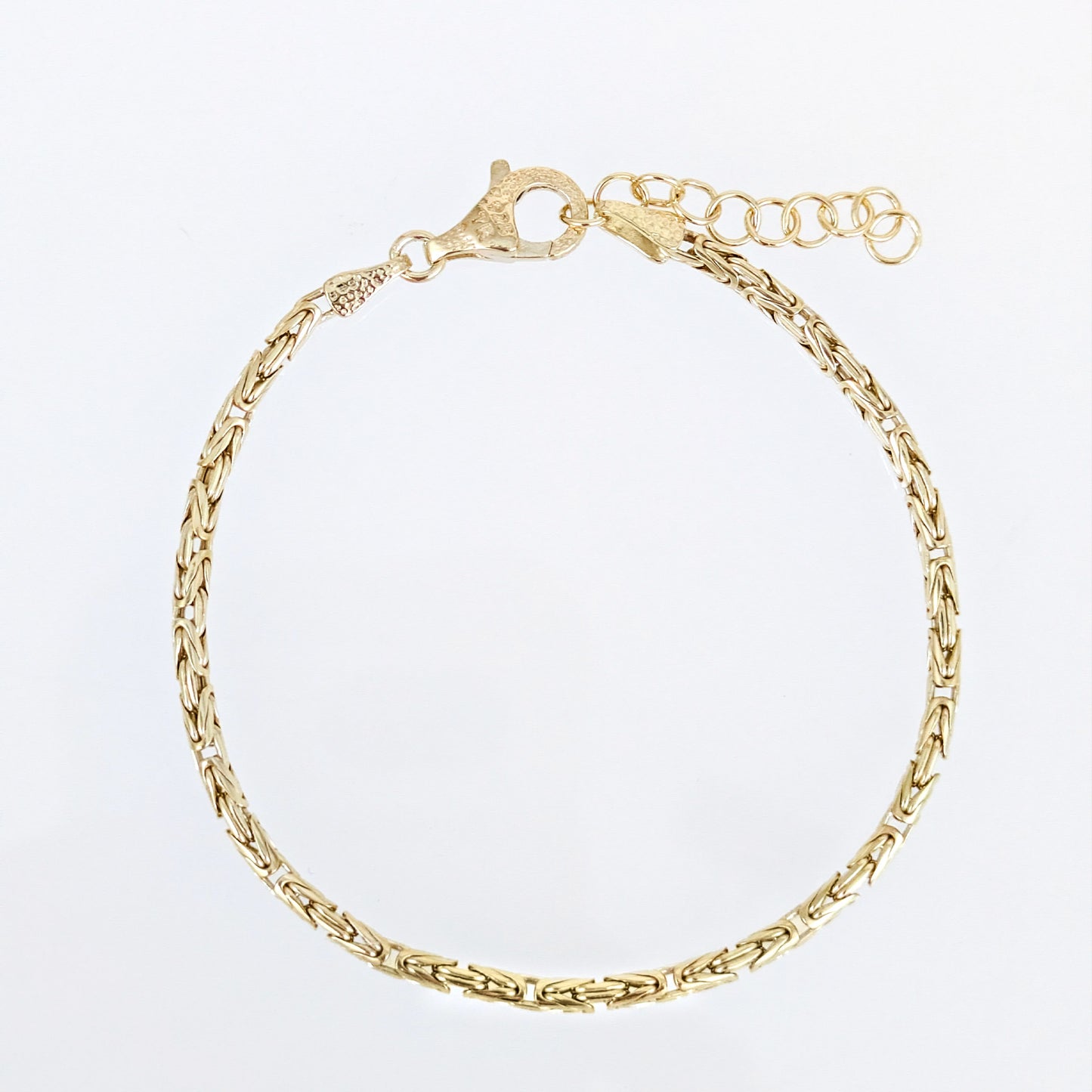 Byzantine Chain Bracelet with Adjustable Fit - Fine Gauge– Gold over Sterling Silver