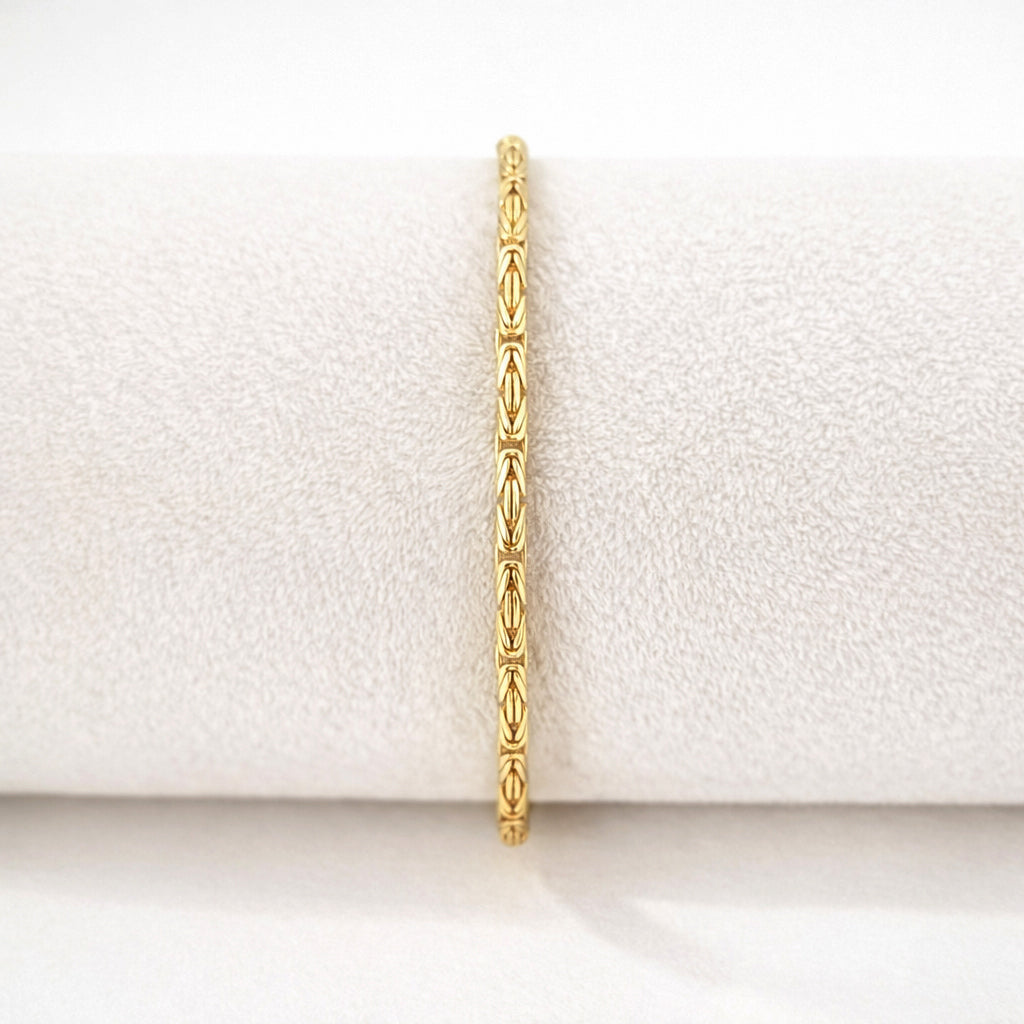 Byzantine Chain Bracelet with Adjustable Fit - Fine Gauge– Gold over Sterling Silver