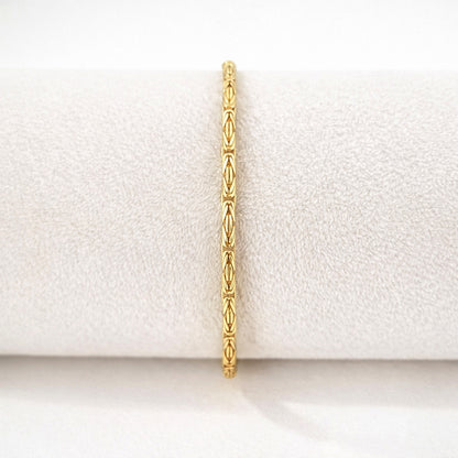 Byzantine Chain Bracelet with Adjustable Fit - Fine Gauge– Gold over Sterling Silver