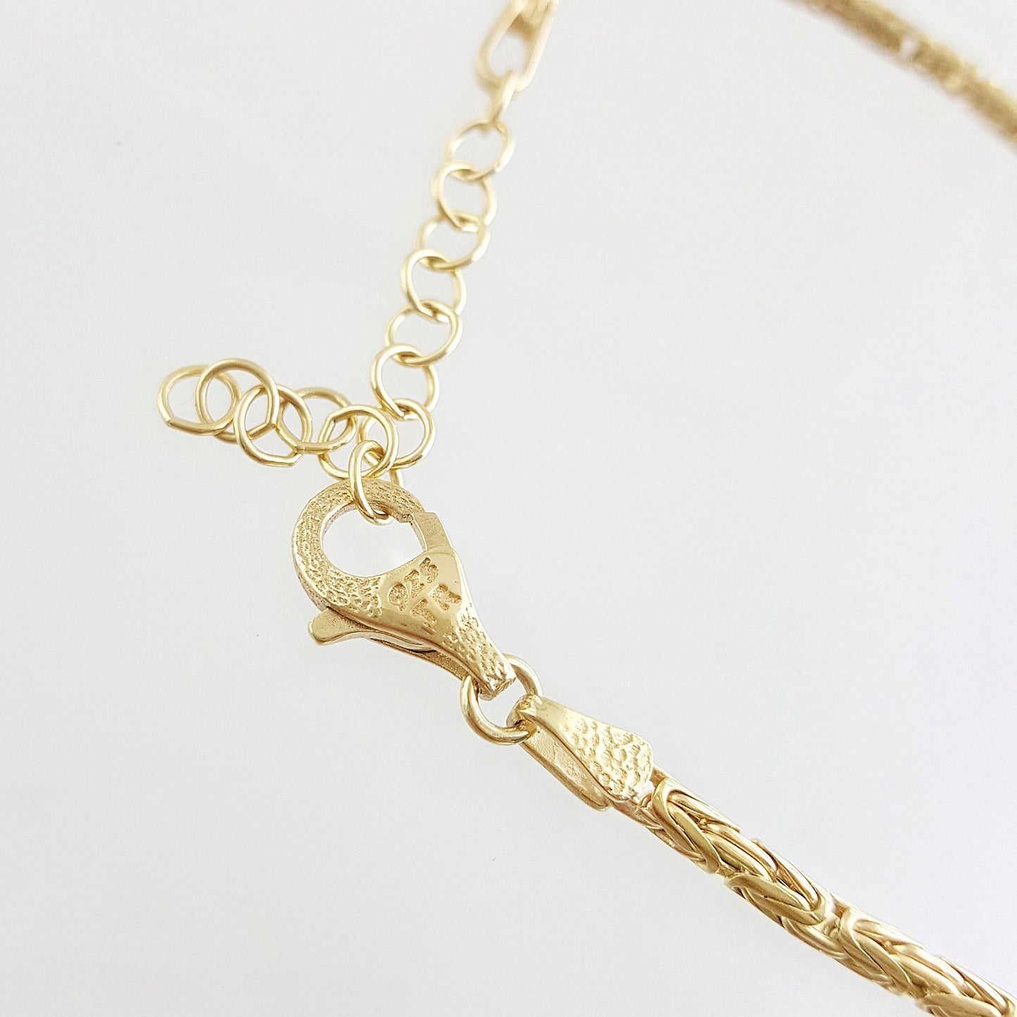 Byzantine Chain Bracelet with Adjustable Fit - Fine Gauge– Gold over Sterling Silver - TurkishBling