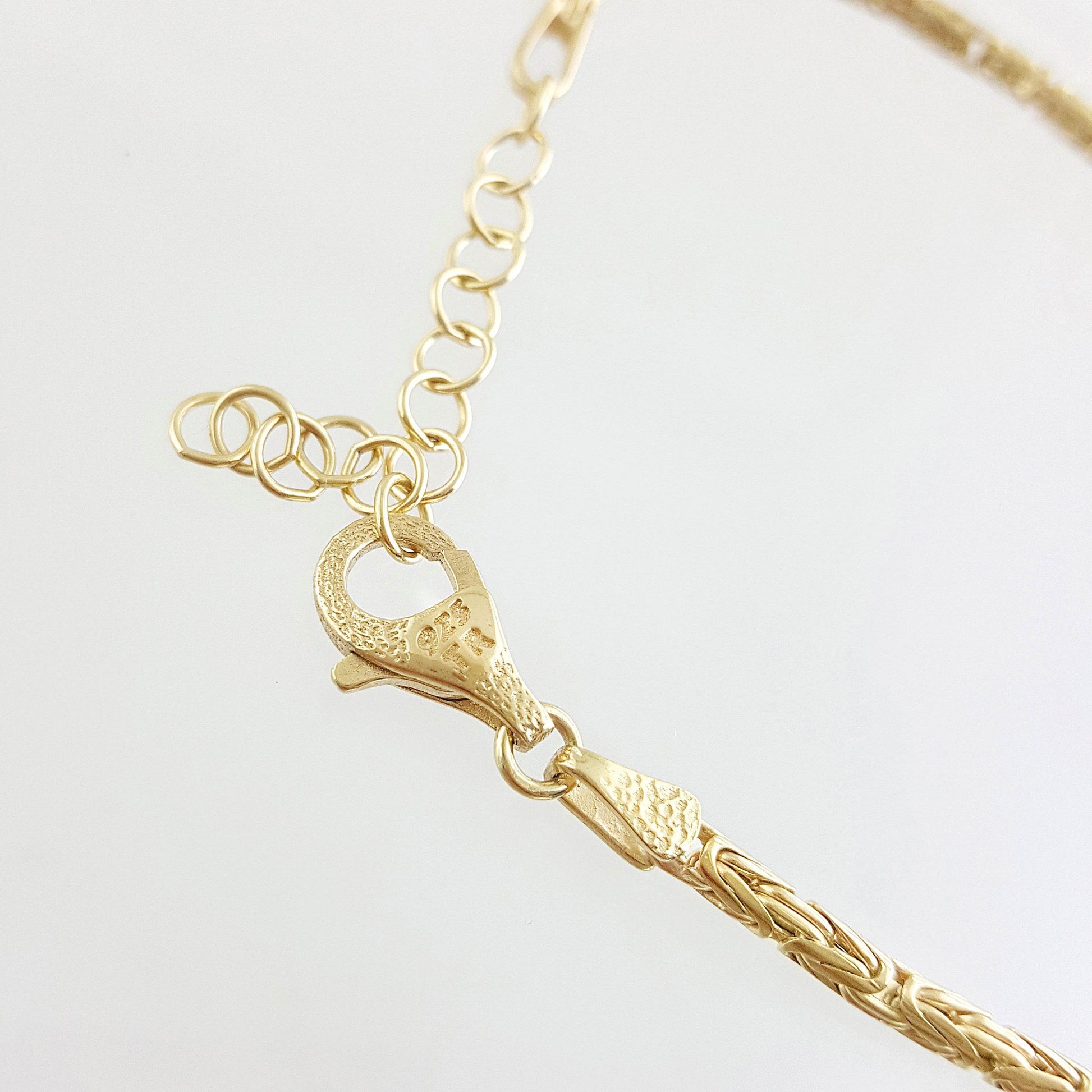 Byzantine Chain Bracelet with Adjustable Fit - Fine Gauge– Gold over Sterling Silver - TurkishBling