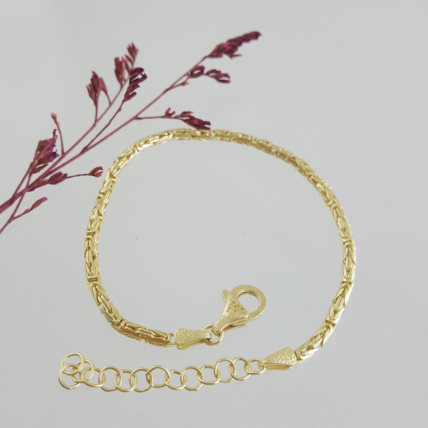 Byzantine Chain Bracelet with Adjustable Fit - Fine Gauge– Gold over Sterling Silver