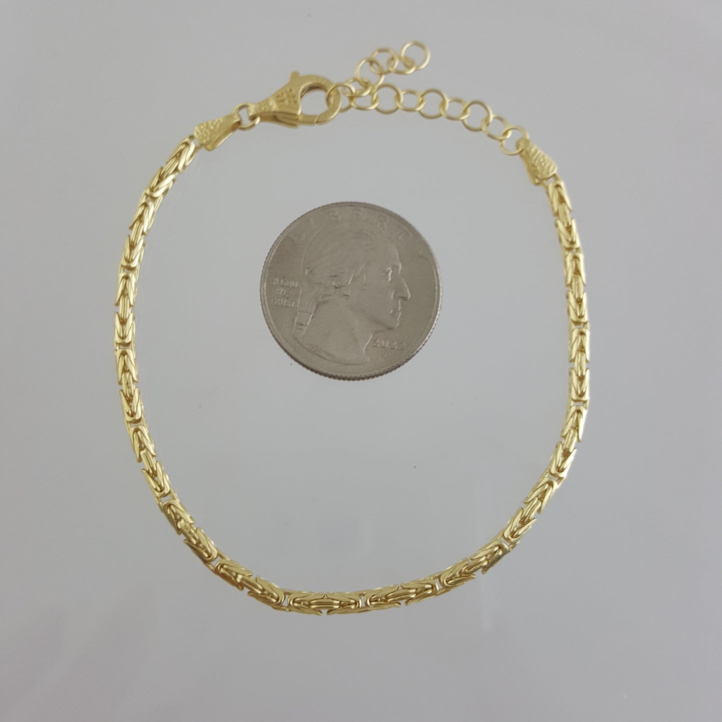Byzantine Chain Bracelet with Adjustable Fit - Fine Gauge– Gold over Sterling Silver