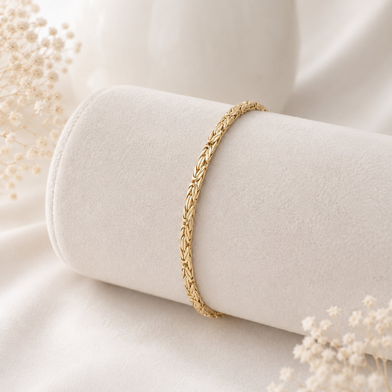 Byzantine Chain Bracelet with Adjustable Fit - Fine Gauge– Gold over Sterling Silver