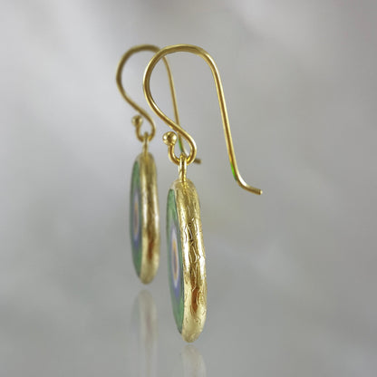 Green Evil Eye Dangle Earring with Round Glass Bead