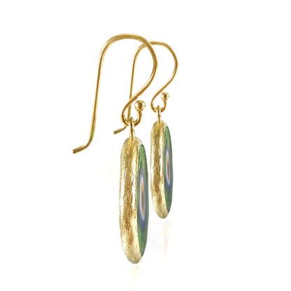 Green Evil Eye Dangle Earring with Round Glass Bead