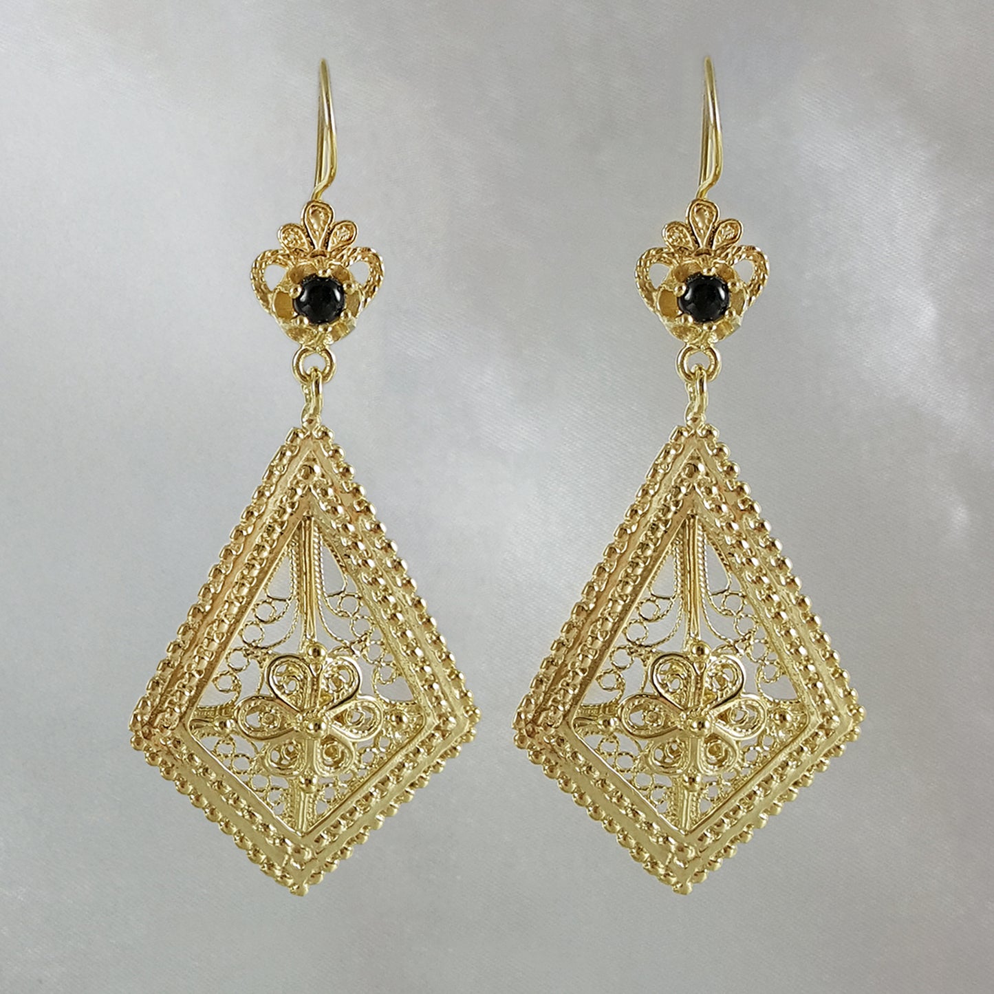 Gemstone Elongated Earrings 1.5"