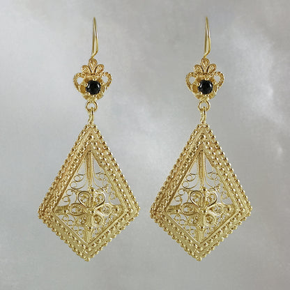 Gemstone Elongated Earrings 1.5"