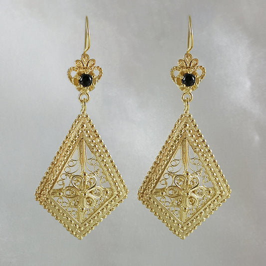 Gemstone Elongated Earrings 1.5"