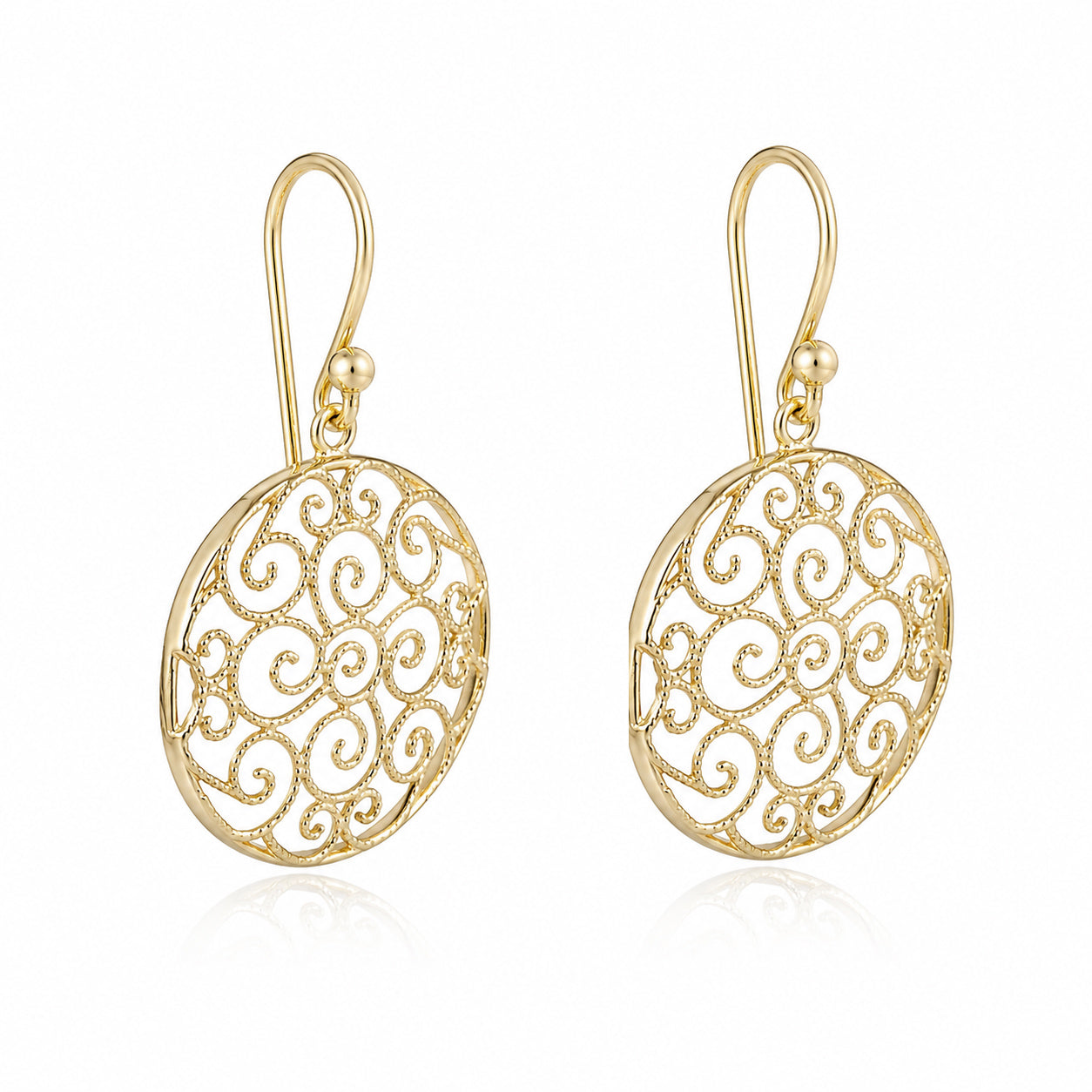 Round Filigree Drop Earrings