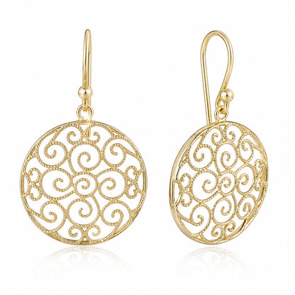 Round Filigree Drop Earrings