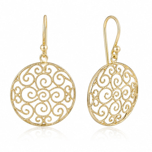 Round Filigree Drop Earrings