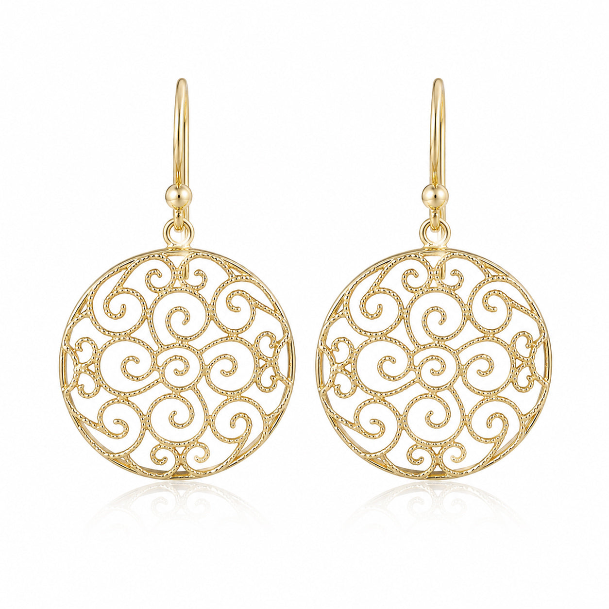 Round Filigree Drop Earrings