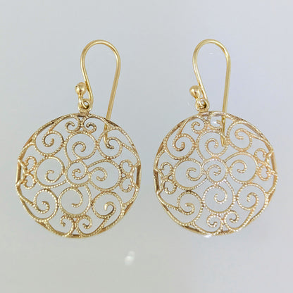 Round Filigree Drop Earrings