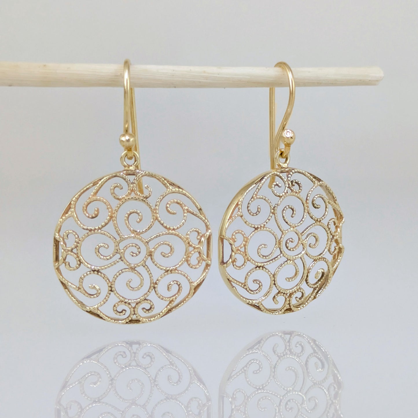 Round Filigree Drop Earrings