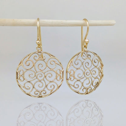 Round Filigree Drop Earrings