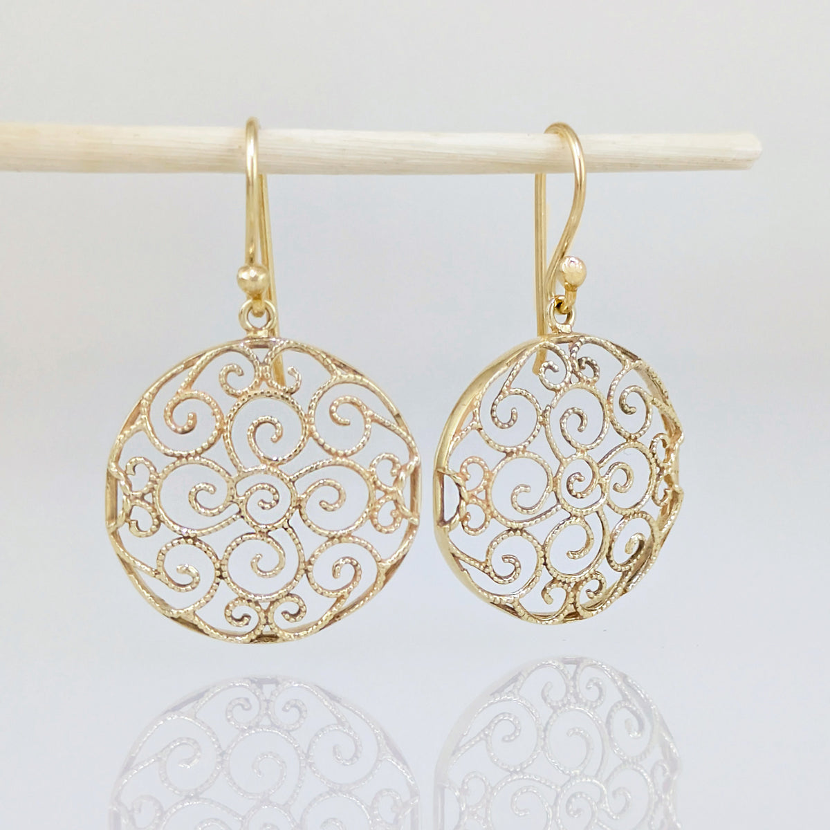 Round Openwork Scroll Drop Earrings