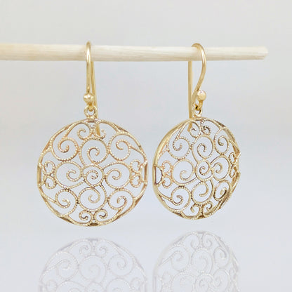 Round Openwork Scroll Drop Earrings
