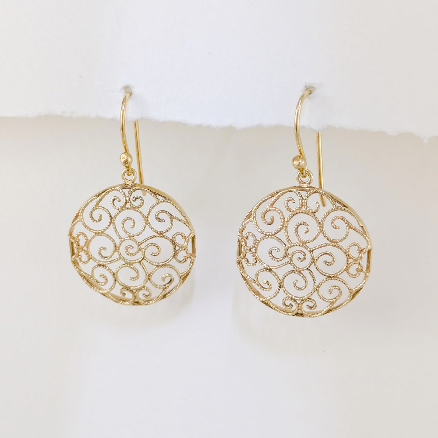 Round Filigree Drop Earrings