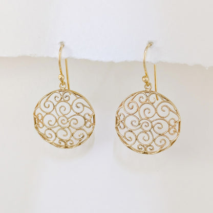 Round Filigree Drop Earrings