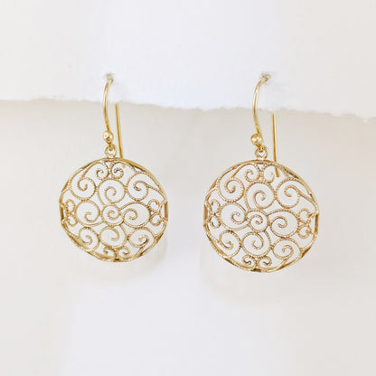 Round Openwork Scroll Drop Earrings