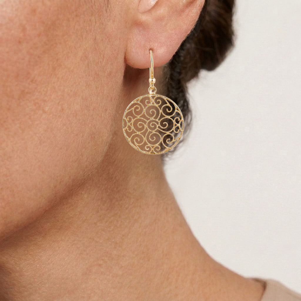 Round Filigree Drop Earrings