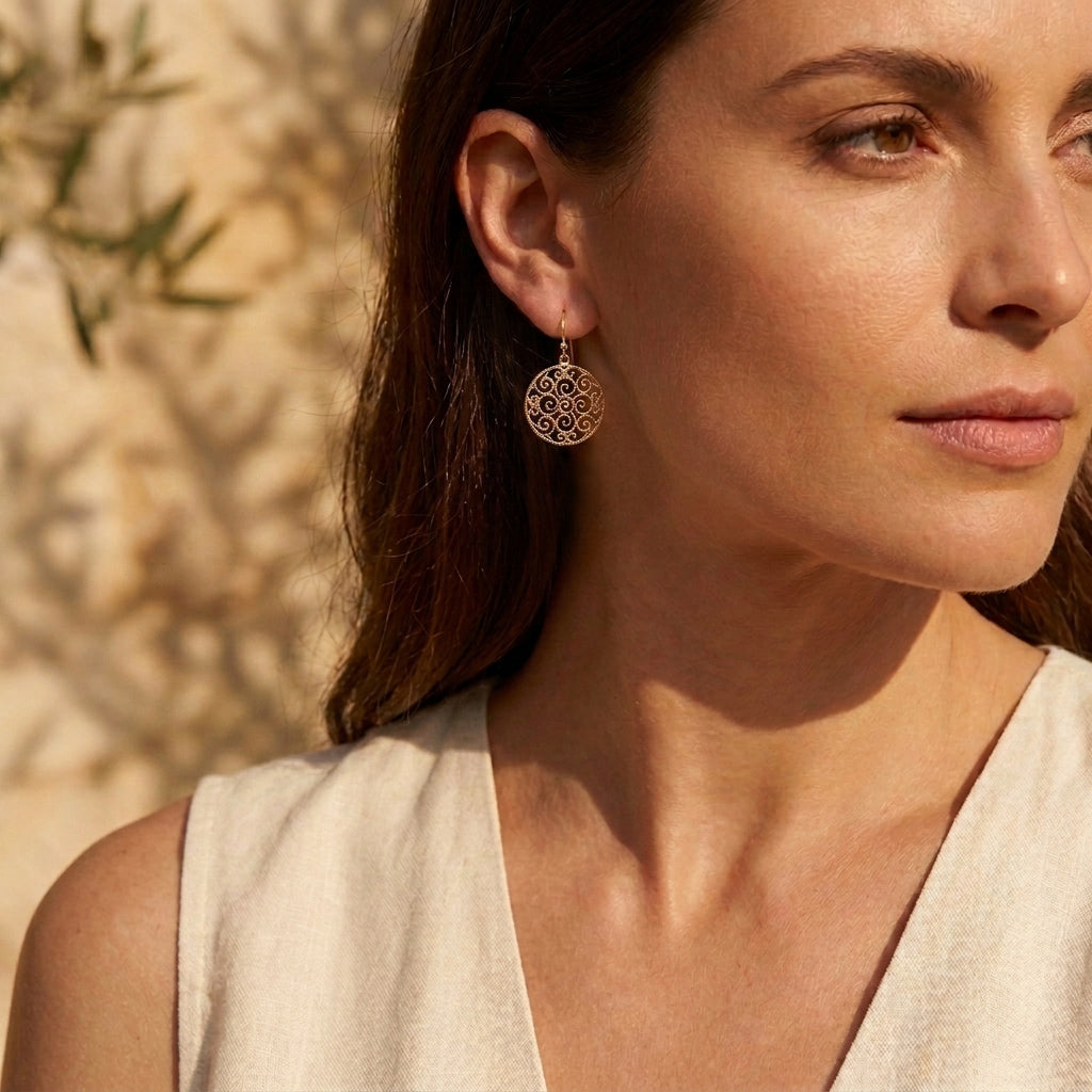 Round Filigree Drop Earrings