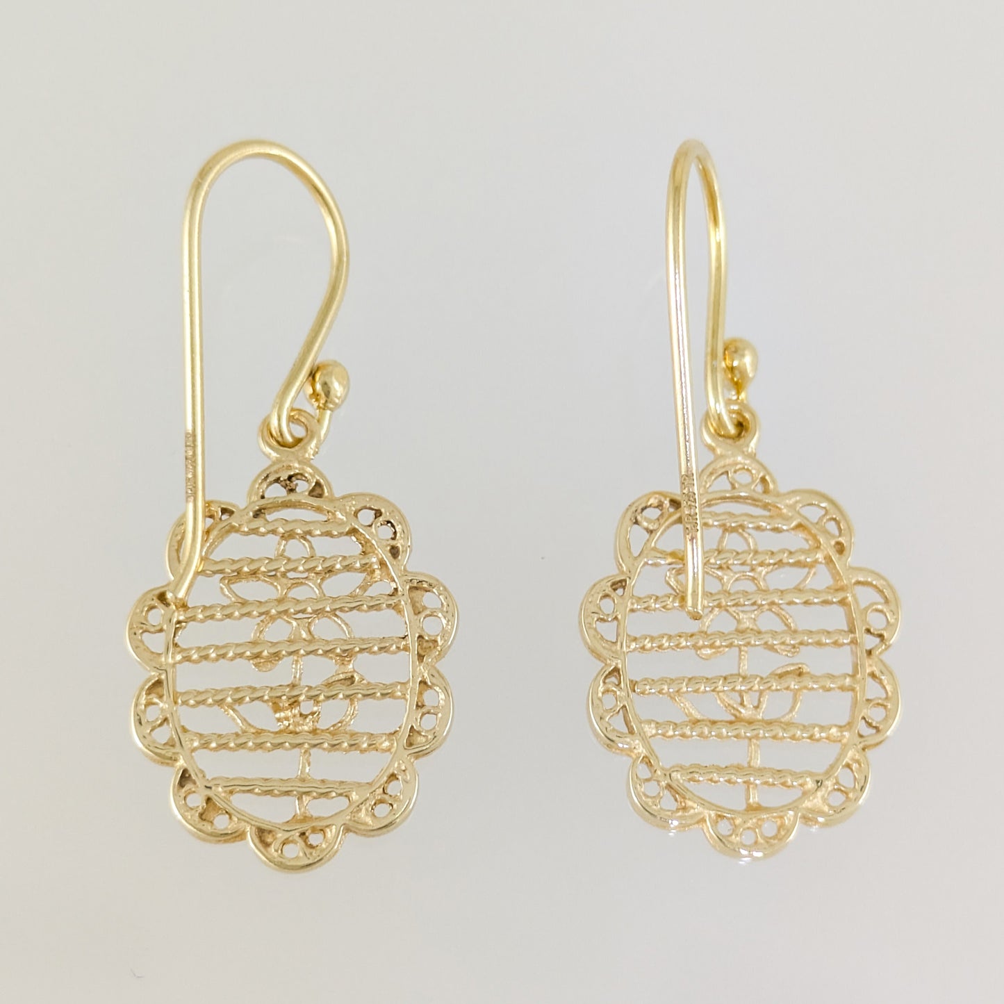 Oval Floral Openwork Drop Earrings
