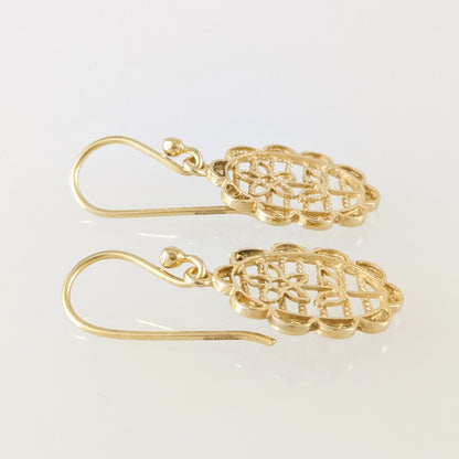 Oval Floral Openwork Drop Earrings