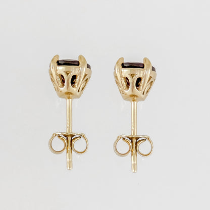 Oval Garnet Scrollwork Stud Earrings
