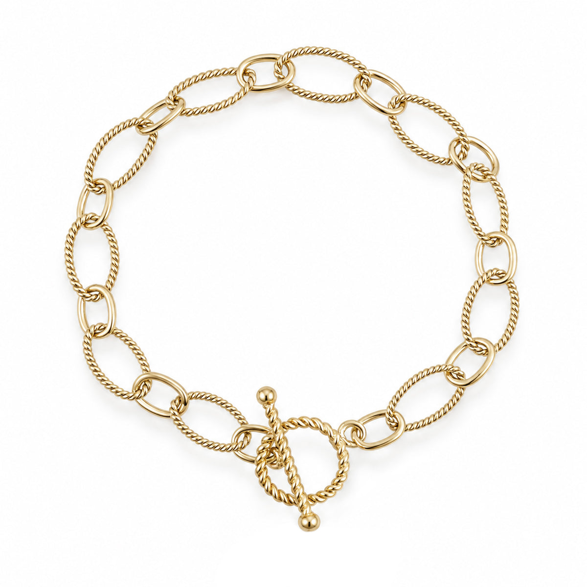 Rope Cable Chain Link Toggle Bracelet with Oval and Round Links