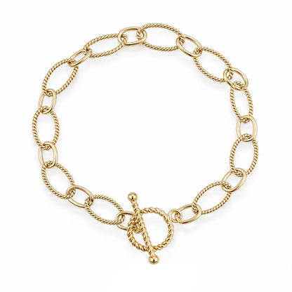 Rope Cable Chain Link Toggle Bracelet with Oval and Round Links