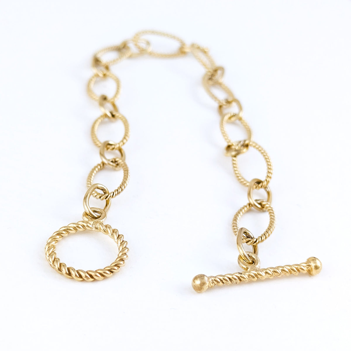 Rope Cable Chain Link Toggle Bracelet with Oval and Round Links