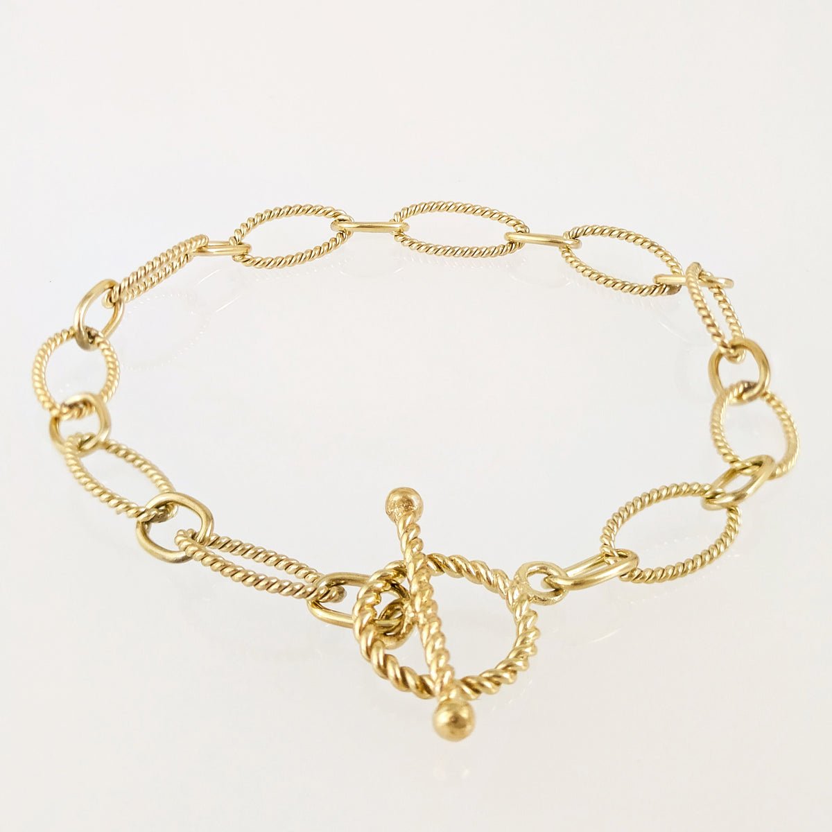 Rope Cable Chain Link Toggle Bracelet with Oval and Round Links