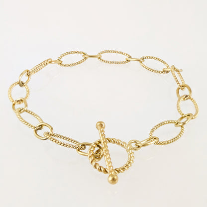 Rope Cable Chain Link Toggle Bracelet with Oval and Round Links