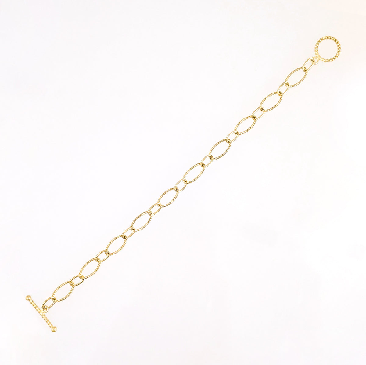 Rope Cable Chain Link Toggle Bracelet with Oval and Round Links