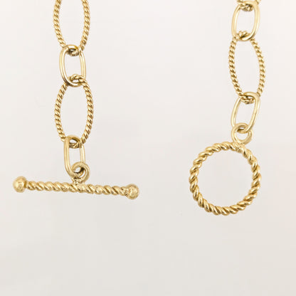 Rope Cable Chain Link Toggle Bracelet with Oval and Round Links