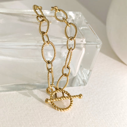 Rope Cable Chain Link Toggle Bracelet with Oval and Round Links