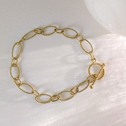 Rope Cable Chain Link Toggle Bracelet with Oval and Round Links
