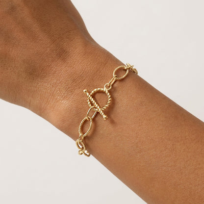 Rope Cable Chain Link Toggle Bracelet with Oval and Round Links
