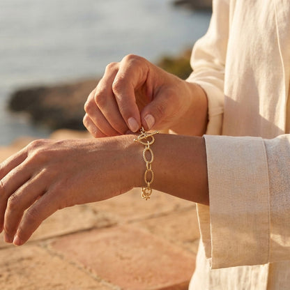 Rope Cable Chain Link Toggle Bracelet with Oval and Round Links