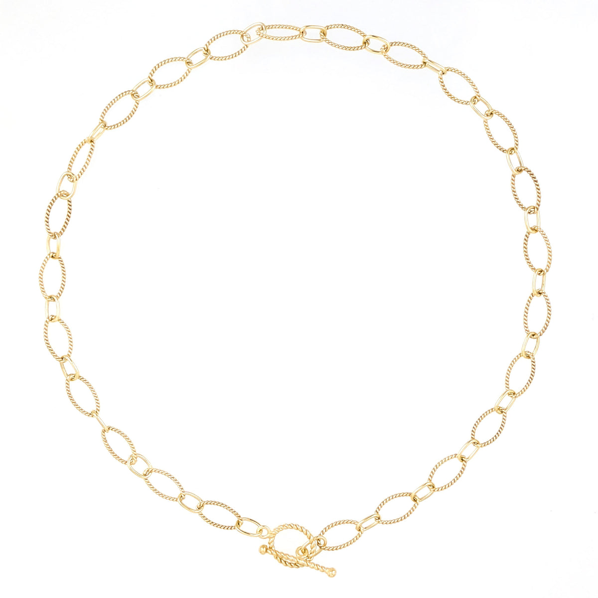 Oval Link Toggle Necklace with Twisted Texture