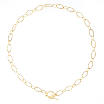 Oval Link Toggle Necklace with Twisted Texture