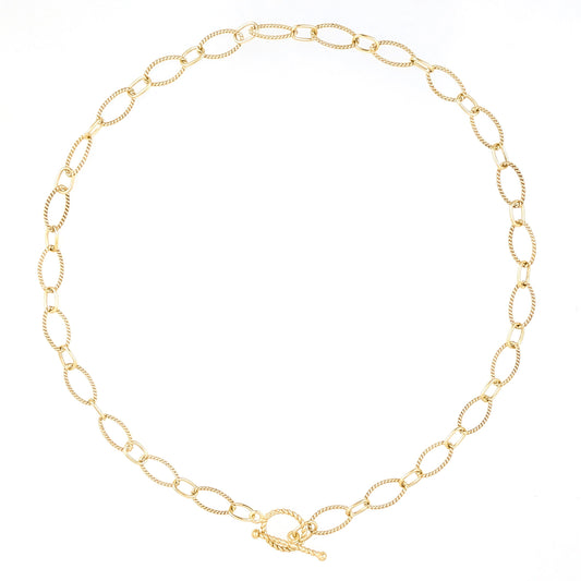 Oval Link Toggle Necklace with Twisted Cable Texture