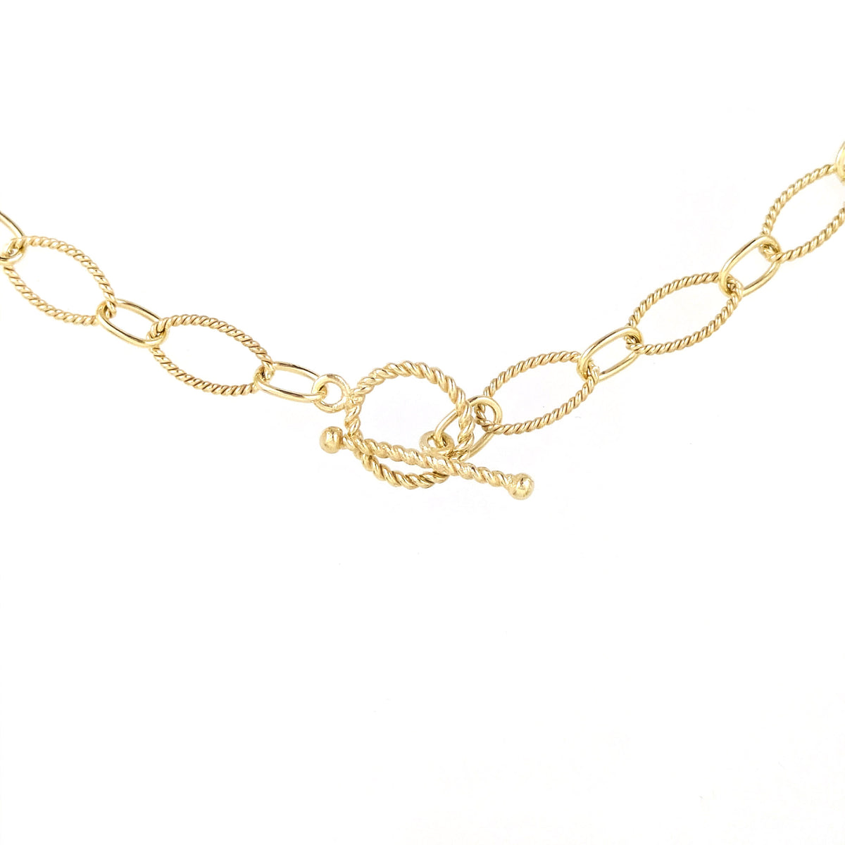 Oval Link Toggle Necklace with Twisted Texture